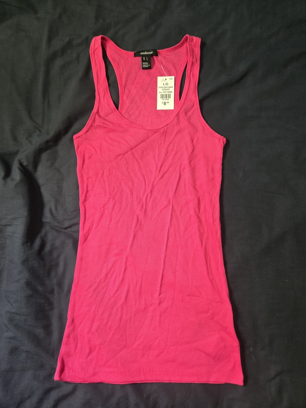 Bright Pink Ribbed Racerback Tank